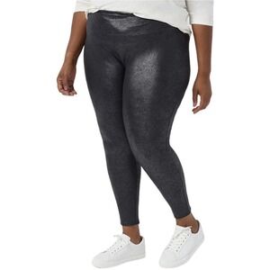 NEW! All Worthy Faux Leather Leggings Oil Coat Black SZ 1X Tall